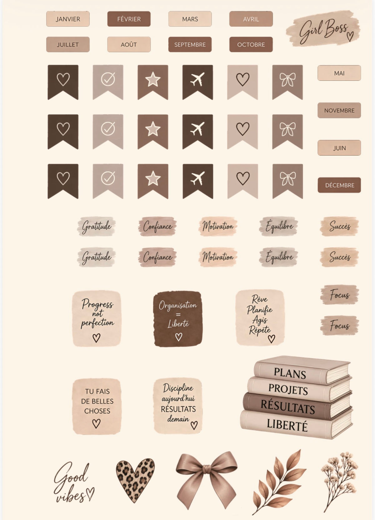 Planche de Stickers – Motivation & Inspiration | A4