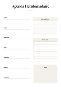Agenda Hebdomadaire – Objectifs & To Do List | A4 & A5 – Non Daté