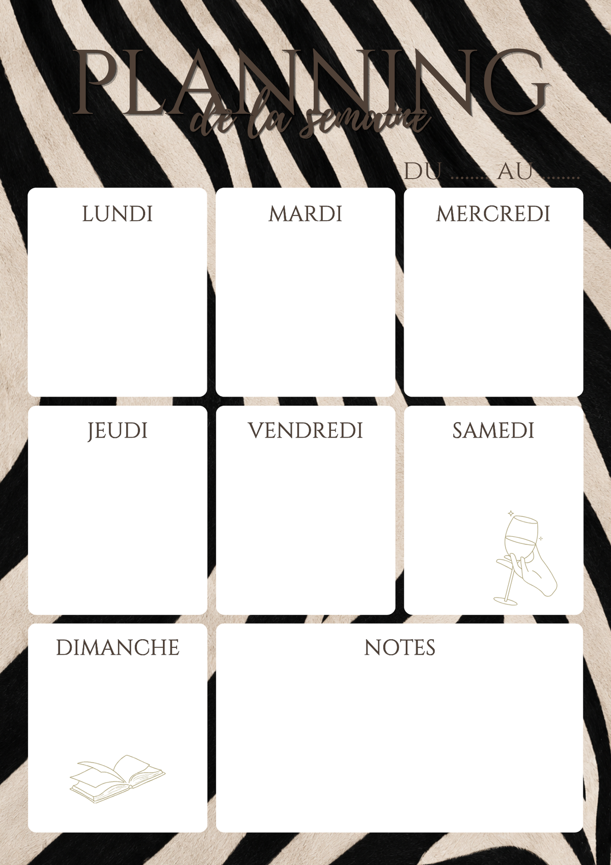 Semainier A4 & A5 – Édition Animal Print | Non daté
