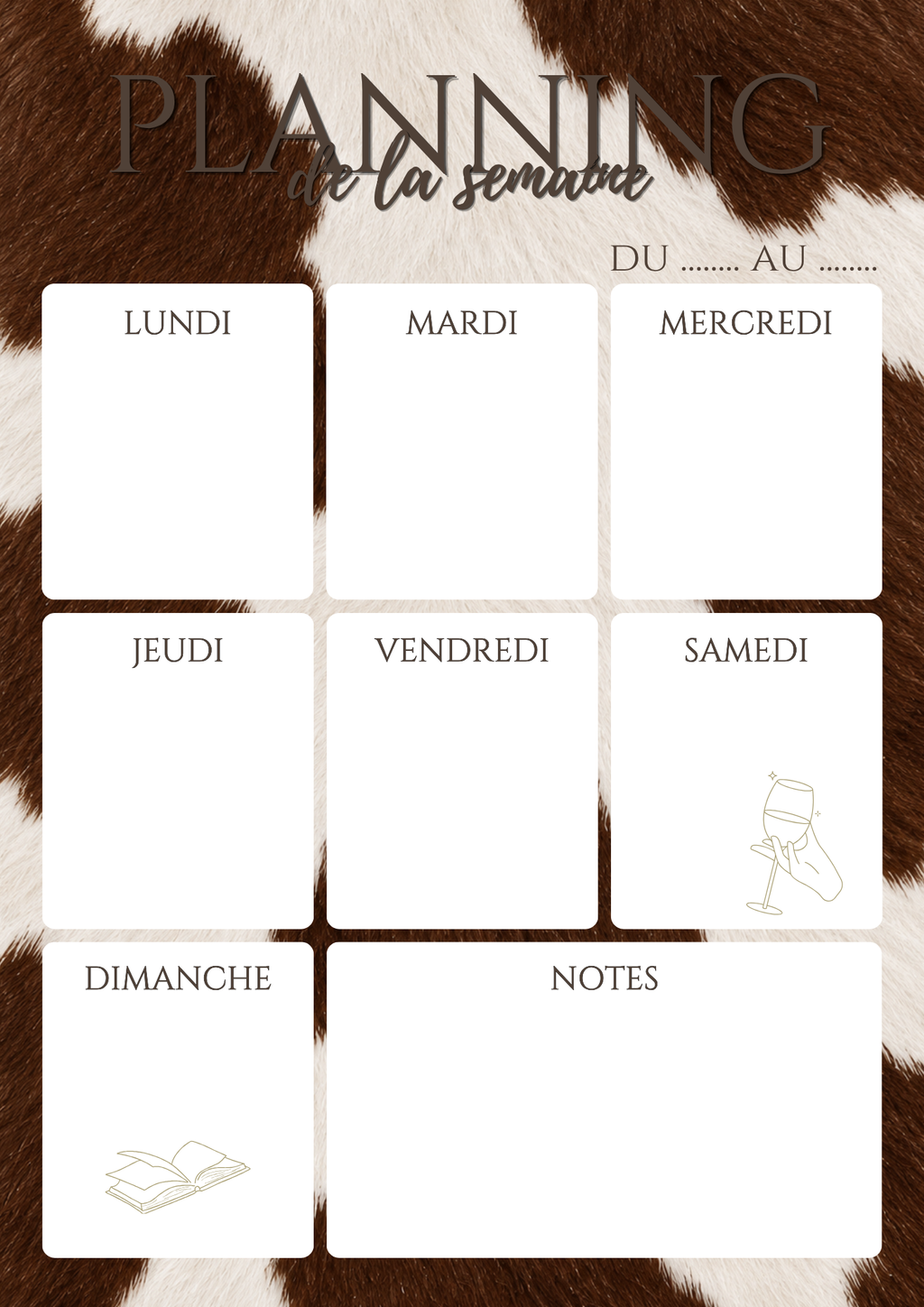 Semainier A4 & A5 – Édition Animal Print | Non daté