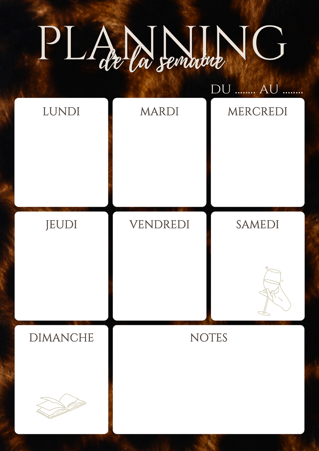 Semainier A4 & A5 – Édition Animal Print | Non daté