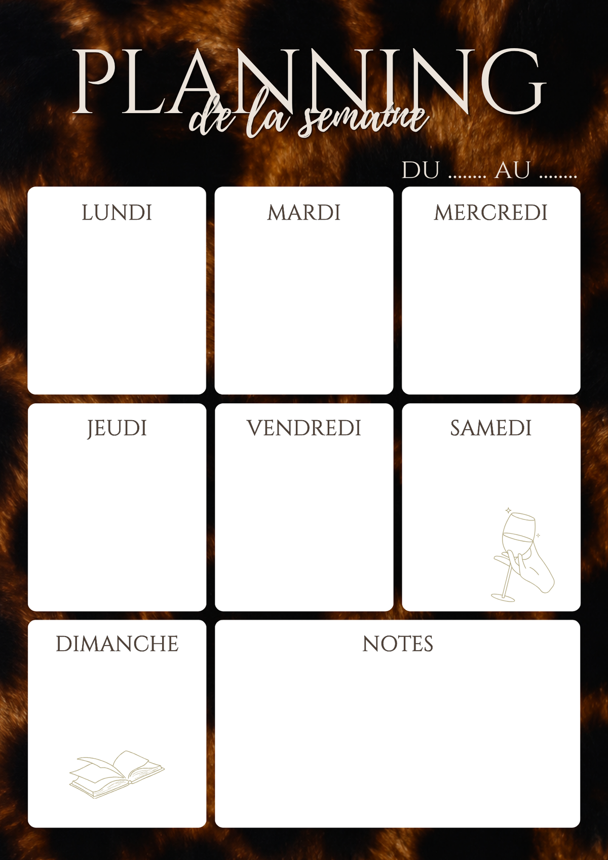 Semainier A4 & A5 – Édition Animal Print | Non daté