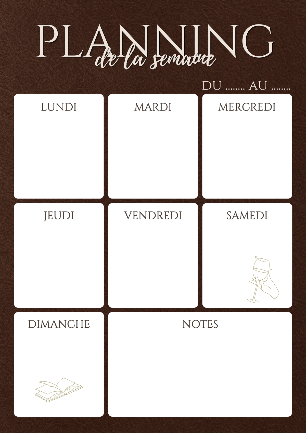 Semainier A4 & A5 – Édition Cuir | Non daté