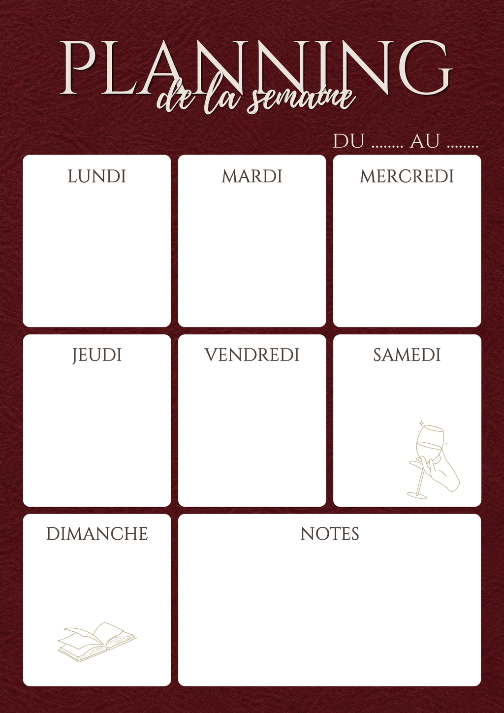 Semainier A4 & A5 – Édition Cuir | Non daté