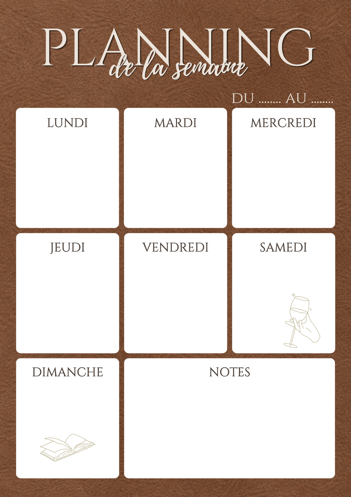 Semainier A4 & A5 – Édition Cuir | Non daté