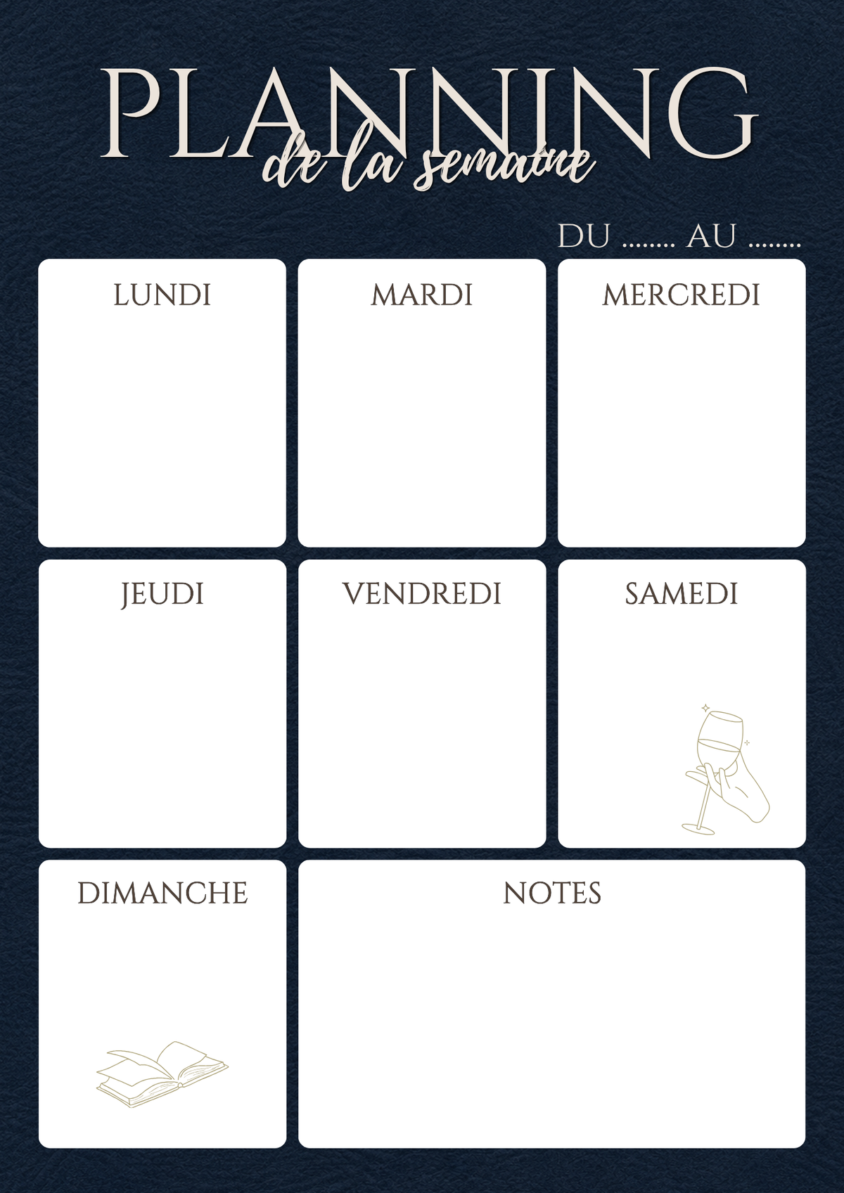 Semainier A4 & A5 – Édition Cuir | Non daté