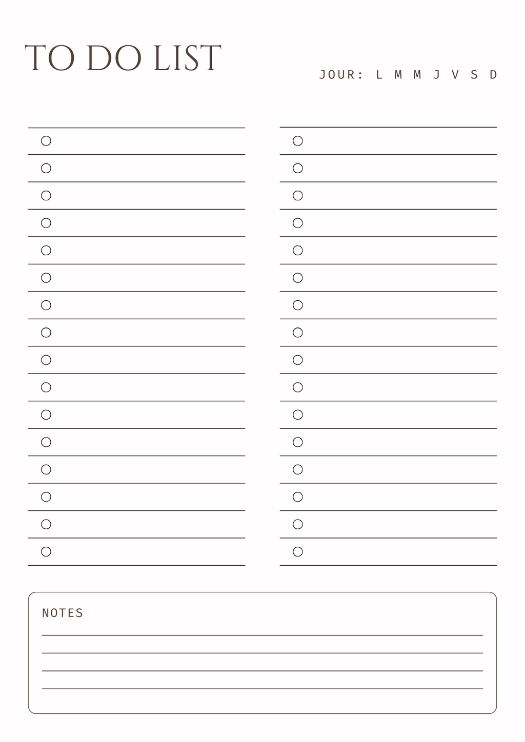 To Do List & Pages de Notes – Édition Minimaliste | A4 & A5